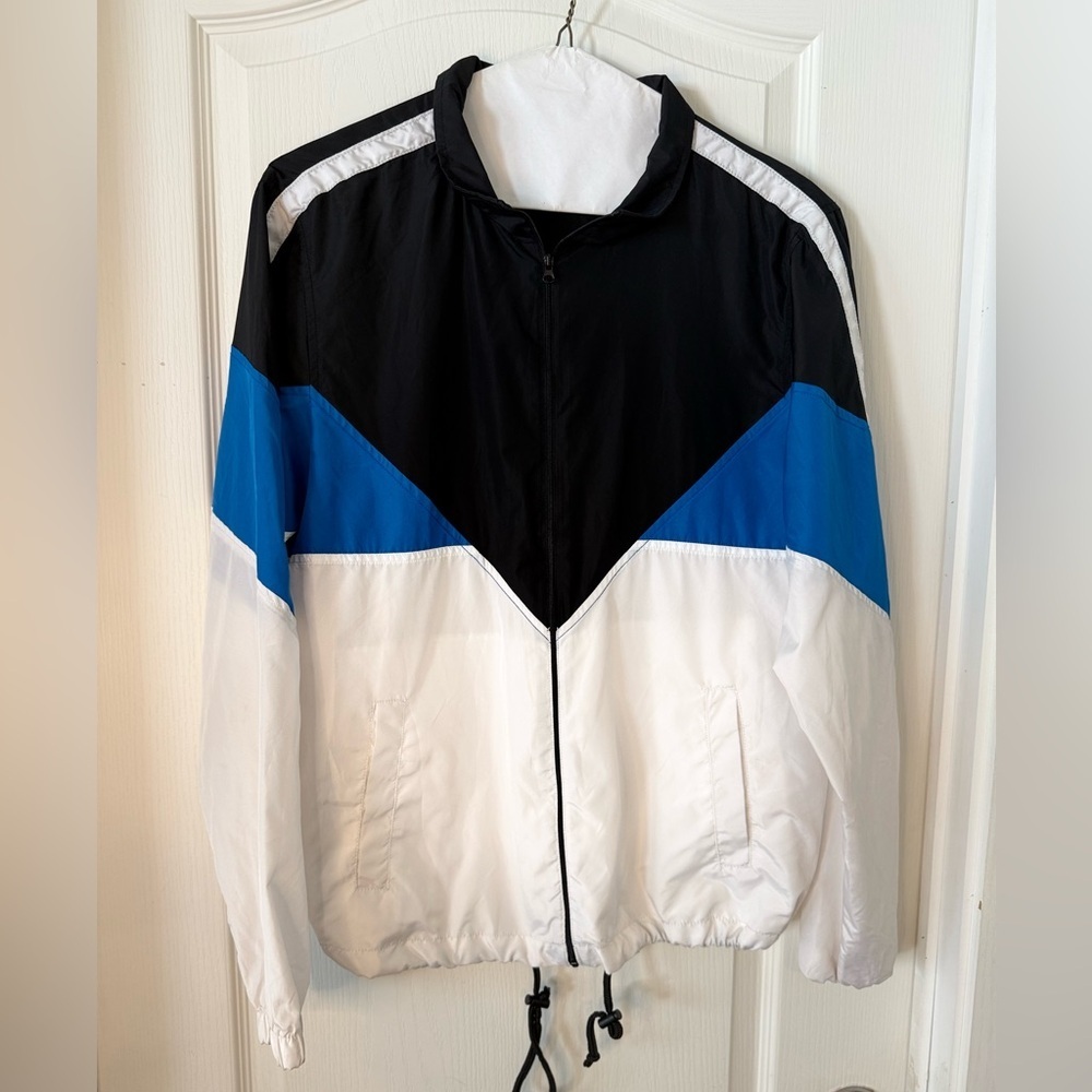 Vintage Arizona Jean Company Black White Blue Colorblock Windbreaker